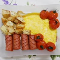 Airline Inspired Omelette and Sausage Breakfast